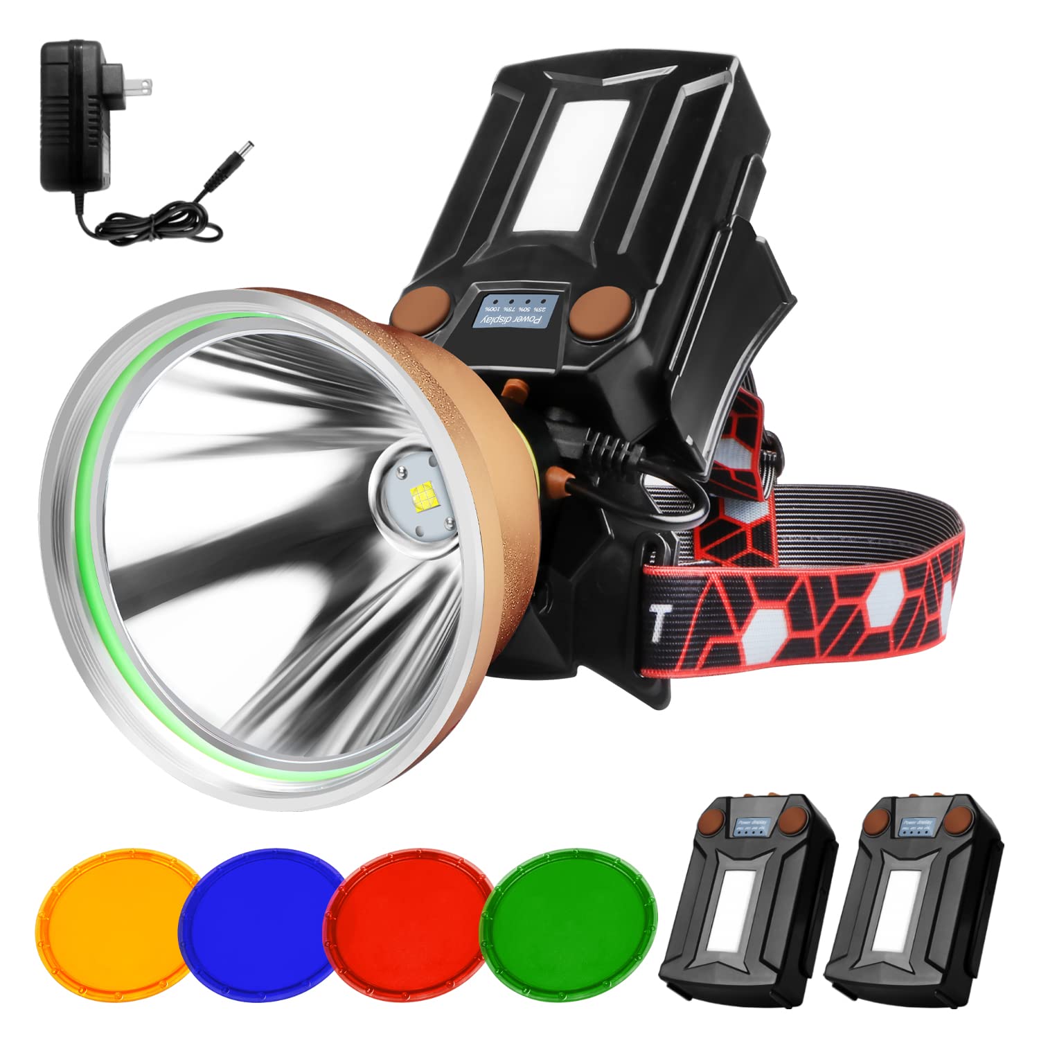 PINSAI Coon Hunting Lights,High Power LED Headlamp,Super Bright Rechargeable Headlight,Waterproof Outdoor Spotlight Flashlight,P