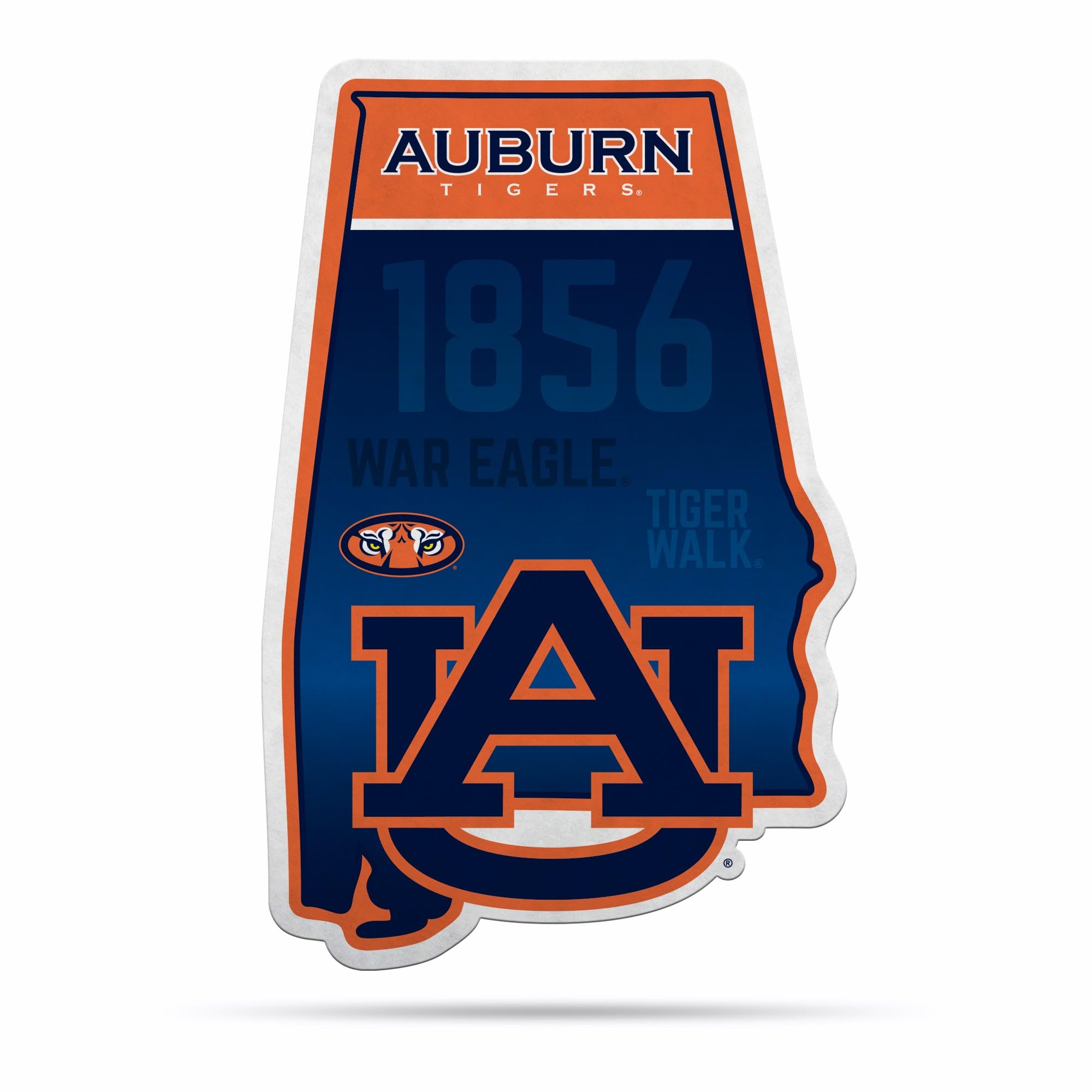 Rico Industries Ncaa Auburn Tigers State Shape Shape Cut Pennant - Home And Living Room D  Cor - Soft Felt Ez To Hang