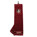 Team Golf Tri-Fold Golf Towel, 100% Cotton, Checkered Scrubber Design, Florida State Seminoles Embroidered Logo