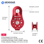 Newdoar Fixed Plate Micro Pulley,28Kn Ce Certified General Purpose Small Aluminum Rope Pulleys For Climbing/Aloft Work/Rappellin