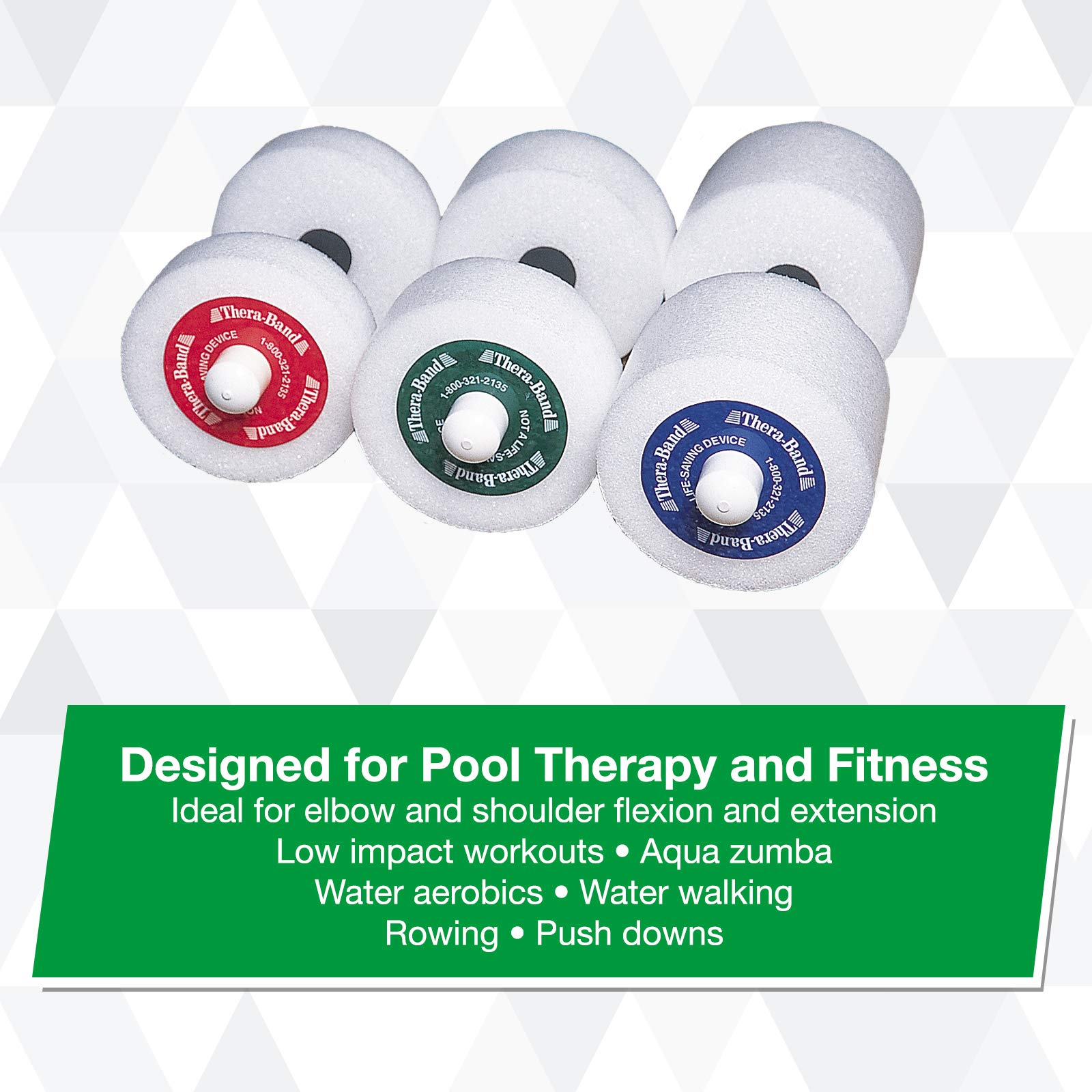 Theraband Water Weights, Aquatic Dumbbells For Pool Fitness, 2 Foam Weights With Padded Grip For Water Aerobics, Therapy, Workou