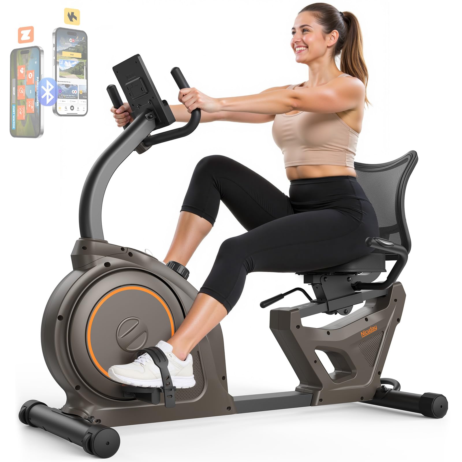Niceday Recumbent Exercise Bike, Recumbent Bike for Home, Recumbent Stationary Bike 400LBS Weight Capacity, Magnetic Recumbent B