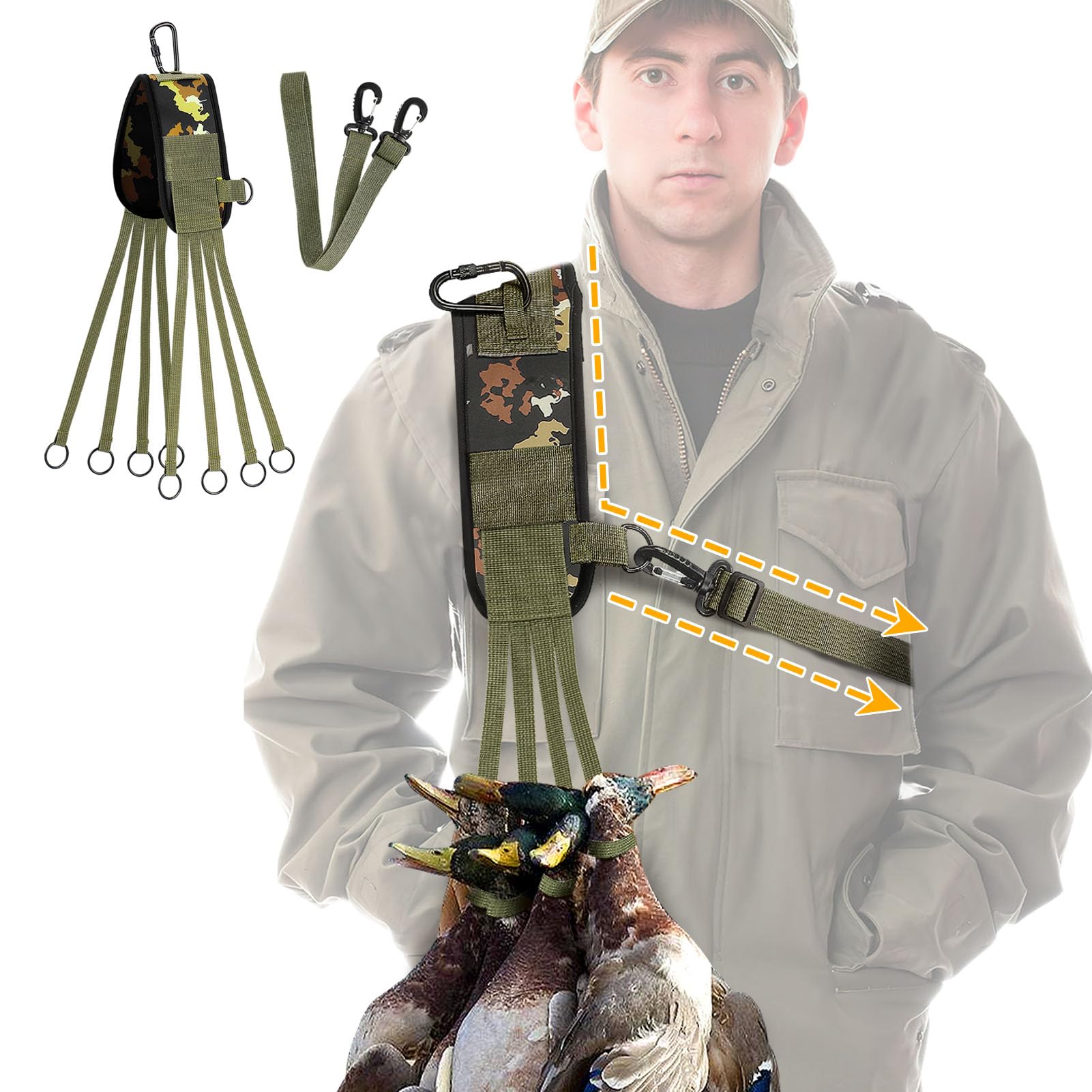 PAMASE Ducks Carrier Duck Hunting Gear - Anti-Drop Game Carrying Lanyard with Crossbody Strap for Waterfowl Goose, Hunting Acces