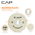 Cap Barbell Best Olympic Bumper Plate Set, White, 10 Lb Pair