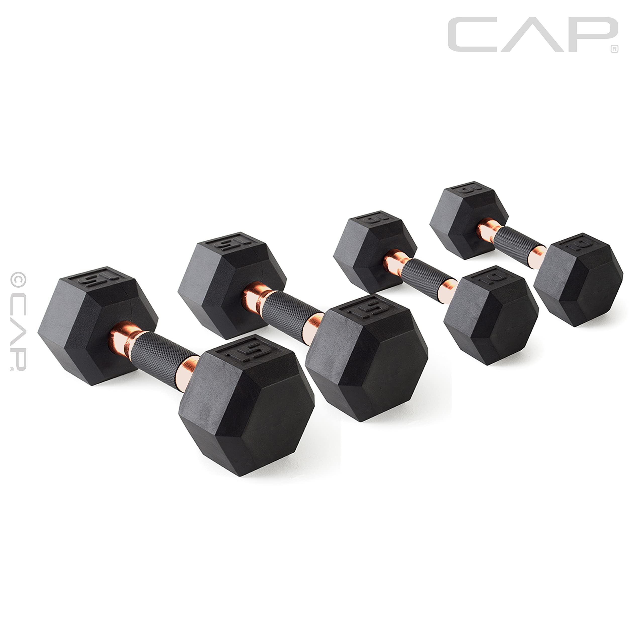 Cap Barbell 50 Lbs Coated Dumbbell Set With Copper Handles, 10Lbx2, 15Lbx2