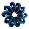 Andux Number Print Golf Iron Club Head Covers With Transparent Window 10Pcs/Set Black/Blue