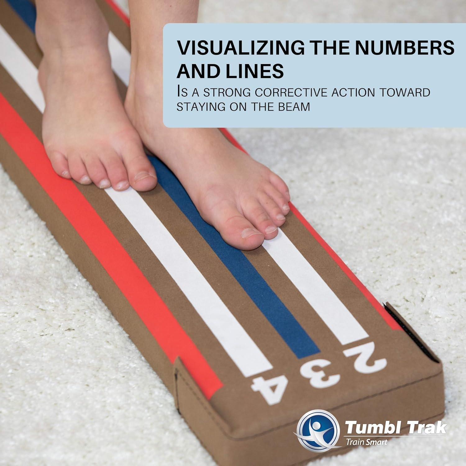 Tumbl Trak 8 Ft Laser Beam With Solid Wood Core, Low Gymnastics Balance Beam For Home