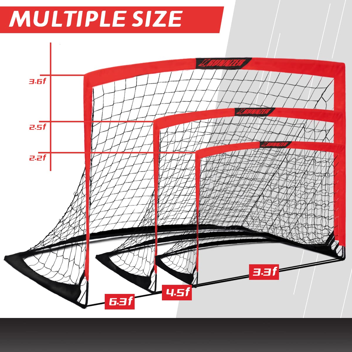 L Runnzer Portable Soccer Goals, Kids Soccer Nets For Backyard For Training & Practice, Soccer Net For Kids With Carry Bag, 2 Se