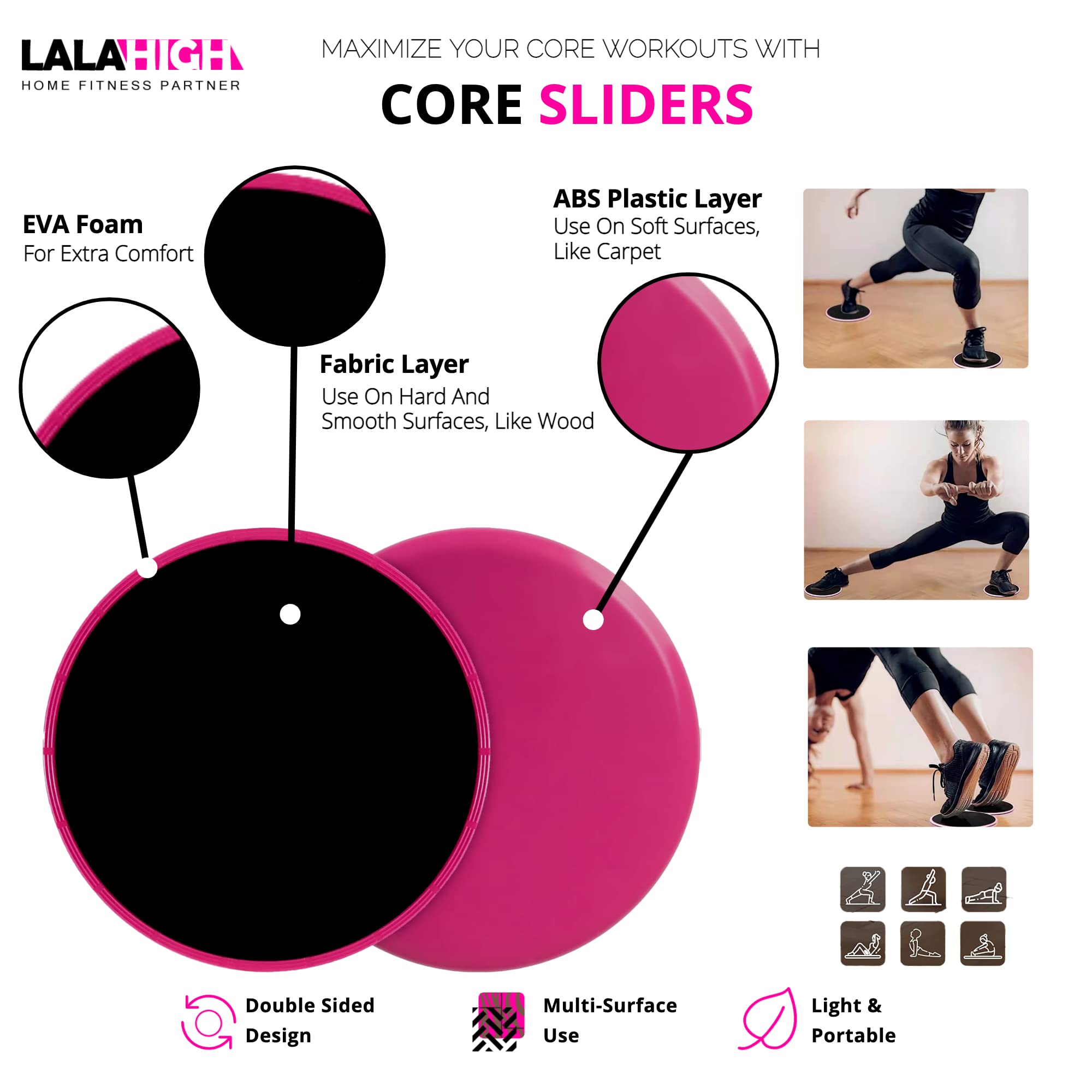 Lalahigh Portable Home Gym System For Men And Women:Push Up Board, Pilates Bar & 20 Fitness Accessories With Resistance Bands An