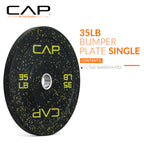 Cap Barbell Economy - Speckled Olympic Bumper Plate With Yellow Logo, Black, 35 Lb Single