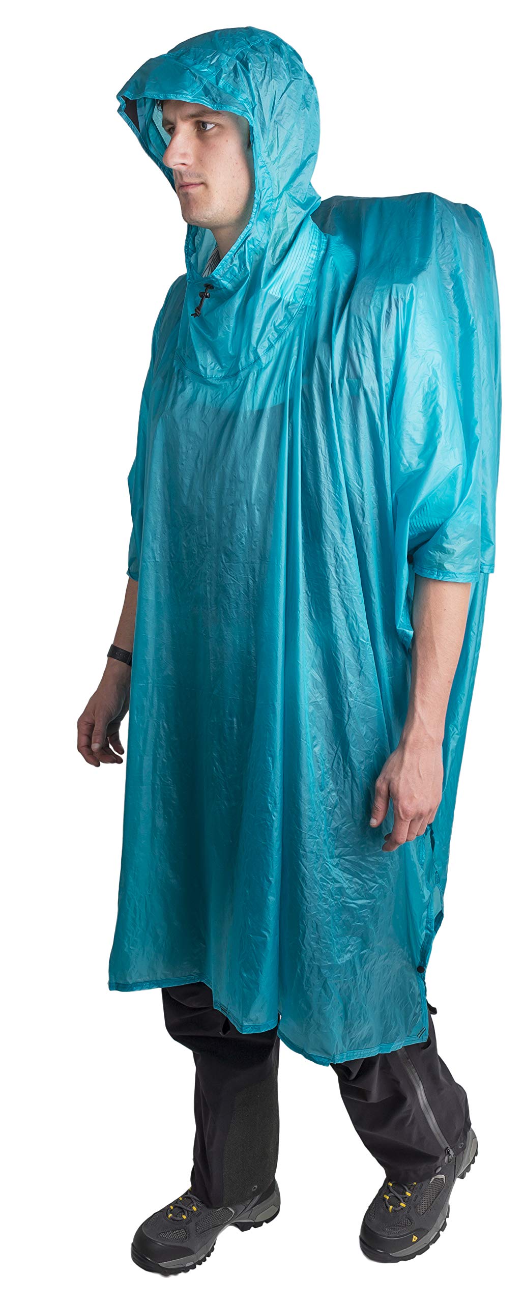 Sea To Summit Ultra-Sil Nano Tarp Poncho 4-In-1 Raincoat, Pack Cover, Groundsheet, And Shelter, Pacific Blue