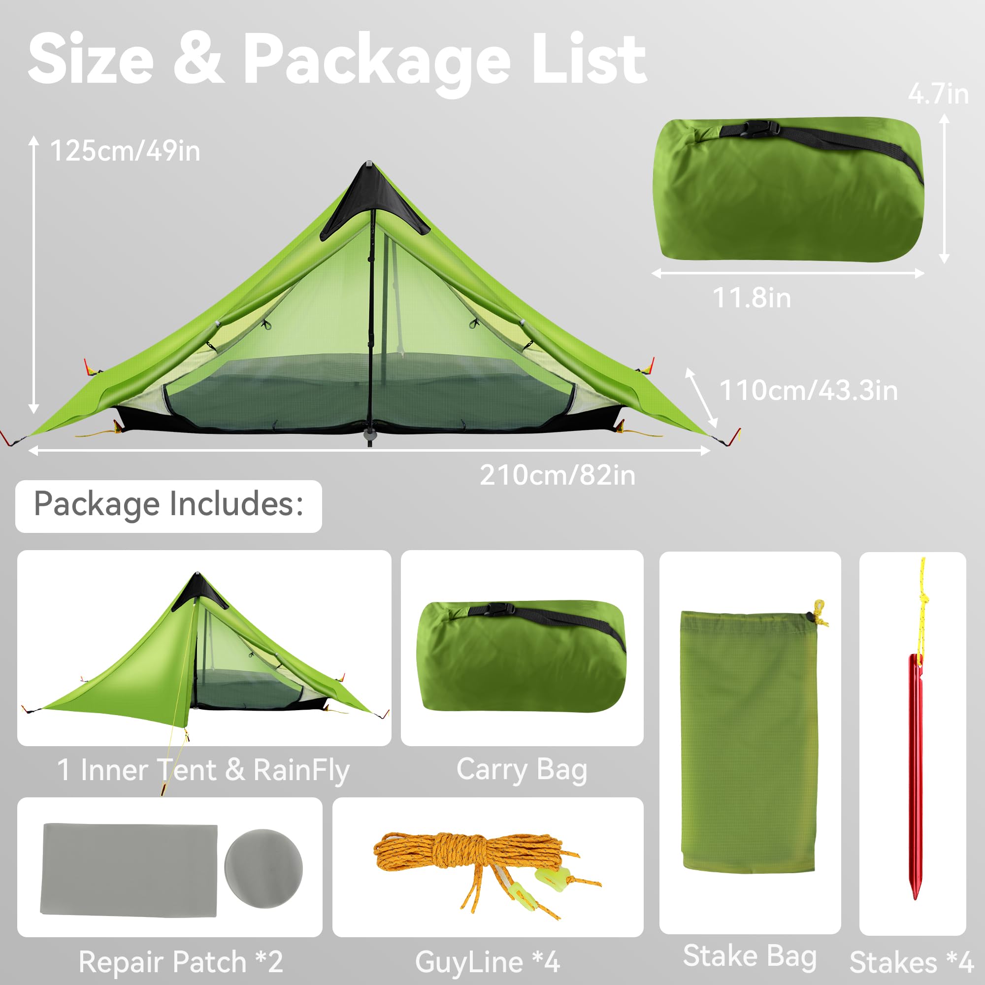 Ultralight Tent 3-Season Backpacking Tent 1 Person/2 Person Camping Tent, Outdoor Lightweight Lanshan Camping Tent Shelter, Perf