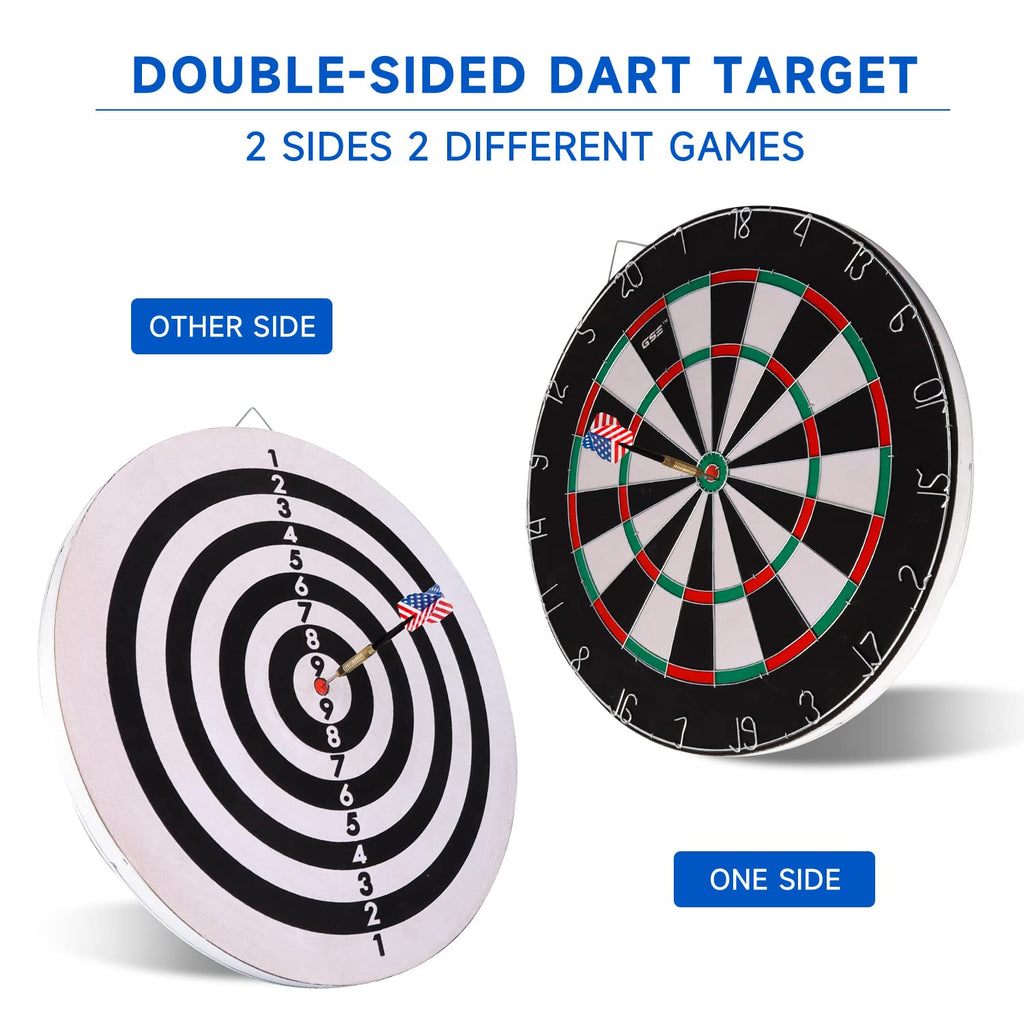 Gse 18''X1'' 2-In-1 Flocking Dartboard Game Set With Six 17G Steel Tip Darts. Bullseye And Dart Board Games Set