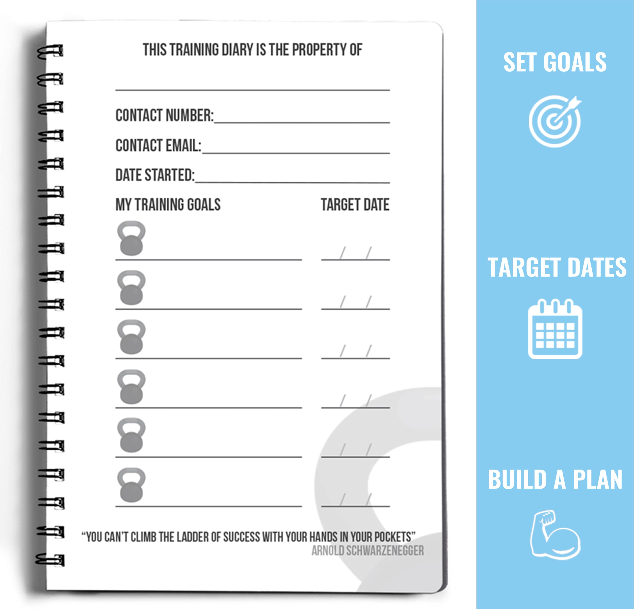 Workout Planner For Daily Fitness Tracking & Goals Setting (A5 Size, 6A X 8A, Azure Blue), Men & Women Personal Home & Gym Train