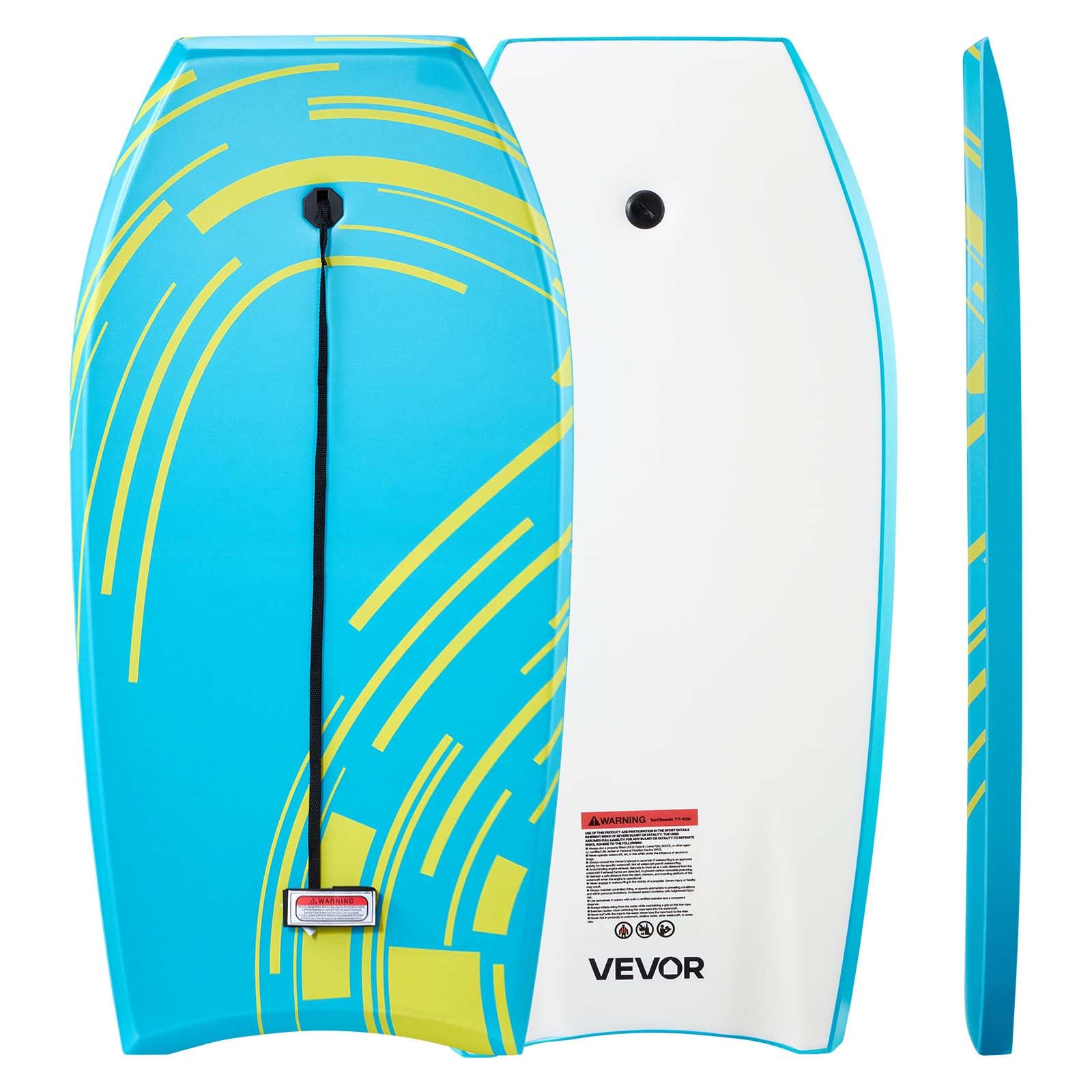 VEVOR 42-Inch Bodyboard, Body Board Trainer with EPS Foam Core & Wrist Leash, UV-Resistant Beach Bodyboard for Beginners, Youth 
