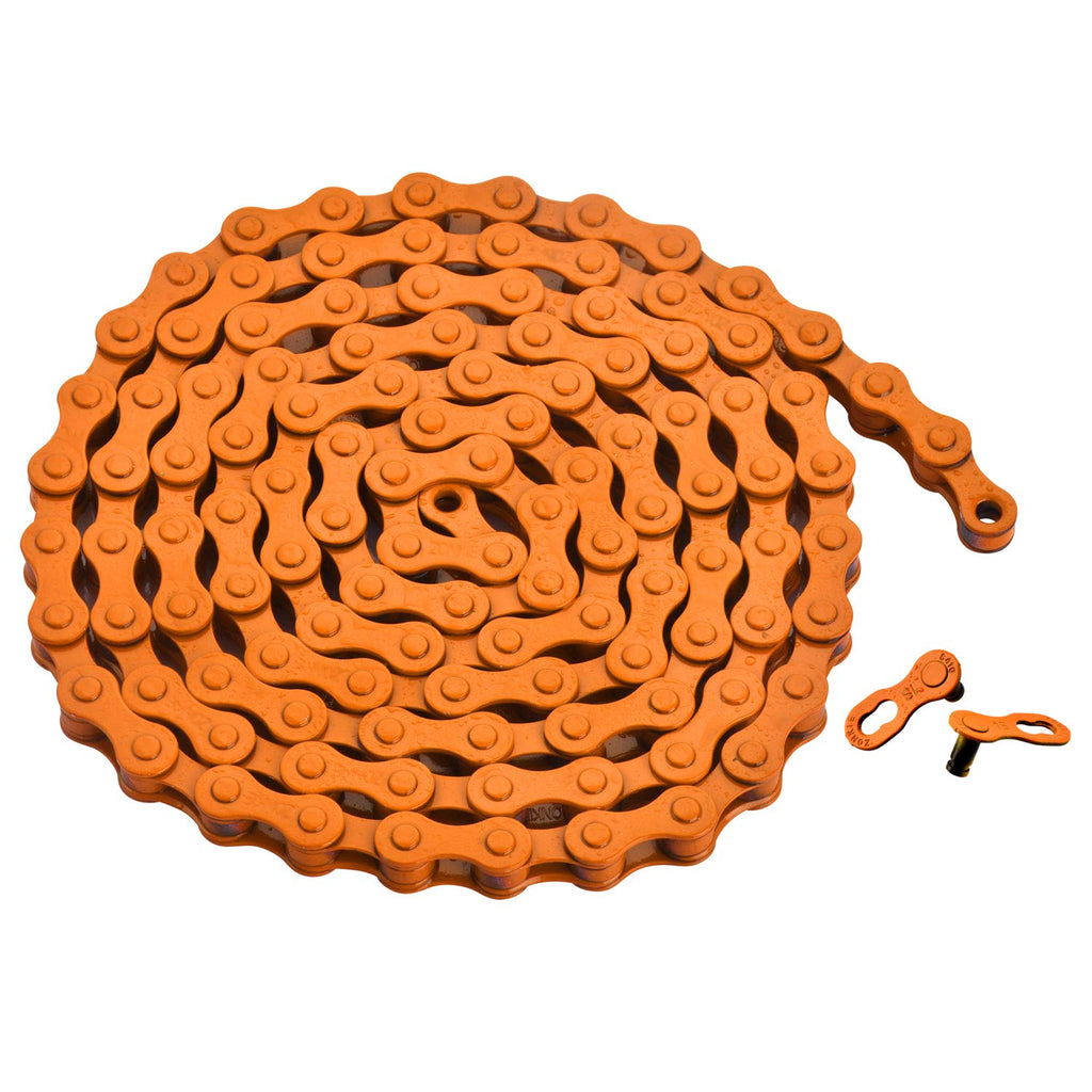 Zonkie Single-Speed Bicycle Chain 1/2 X 1/8 Inch 116 Links (Orange, 1/2'' 1/8'' 116 Links)