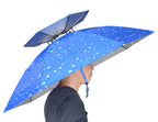 New-Vi Fishing Umbrella Hat Folding Sun Rain Cap Adjustable Multifunction Outdoor Headwear (Blue (Upgraded))