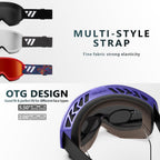 Wiston Ski Goggles - Otg Snow/Snowboard Goggles For Men, Women & Youth - 100% Uv Protection (Blue Frame/Green Lens)
