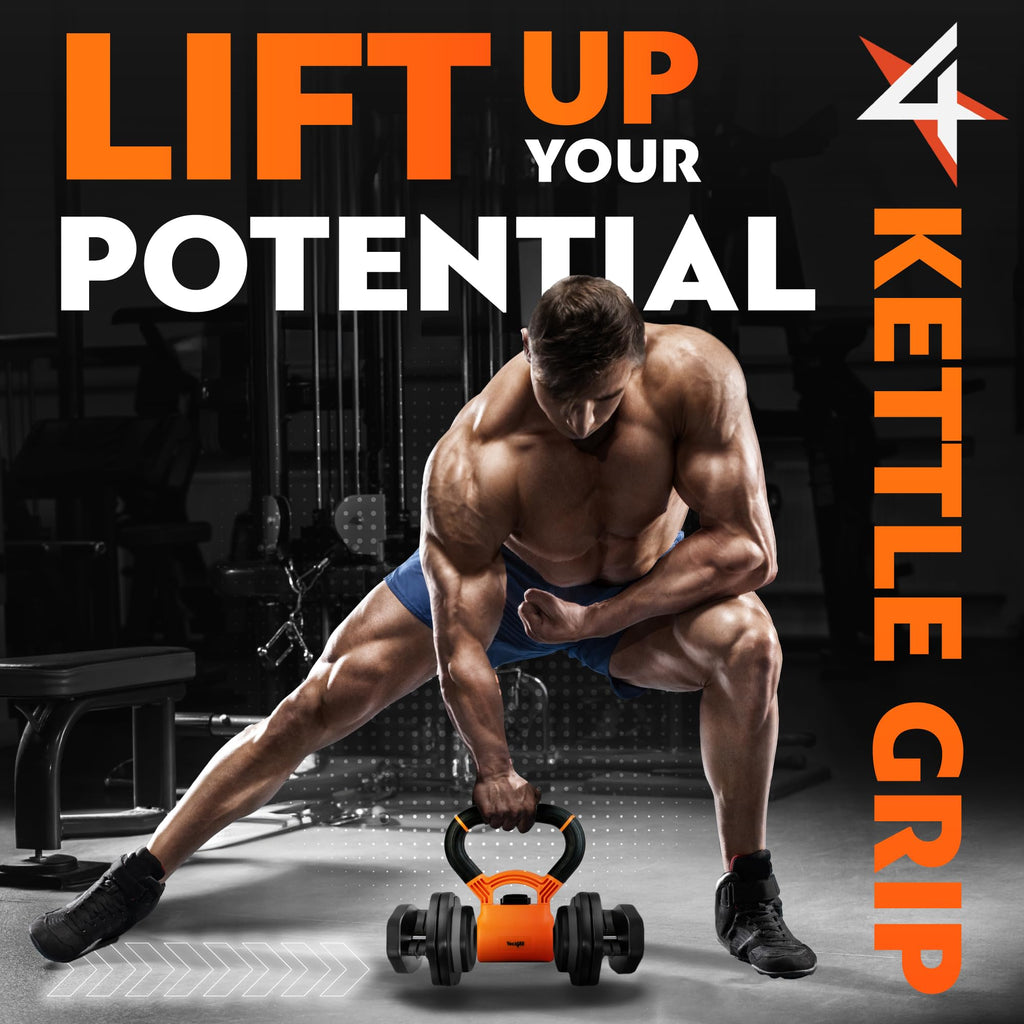 Yes4All Kettle grip, Kettlebells Dumbbell Grip Handle, Convert Dumbbells into Kettlebell, Portable Dumbbell Converter Weight Gri