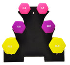 Fitvids Set of 6 Neoprene Dumbbell Hand Weights, Set with Rack: 2/3/5 Pairs
