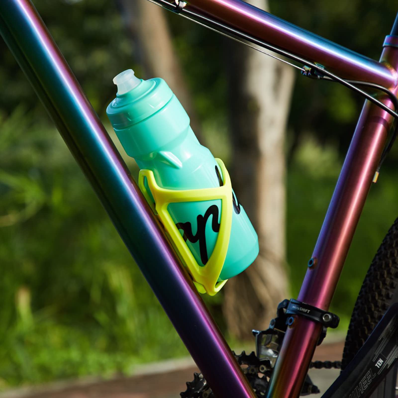 Corki Cycles Bike Water Bottle Holder, Right Side Pull Water Bottle Cage For Road & Mountain Bikes Yellow 2-Pack