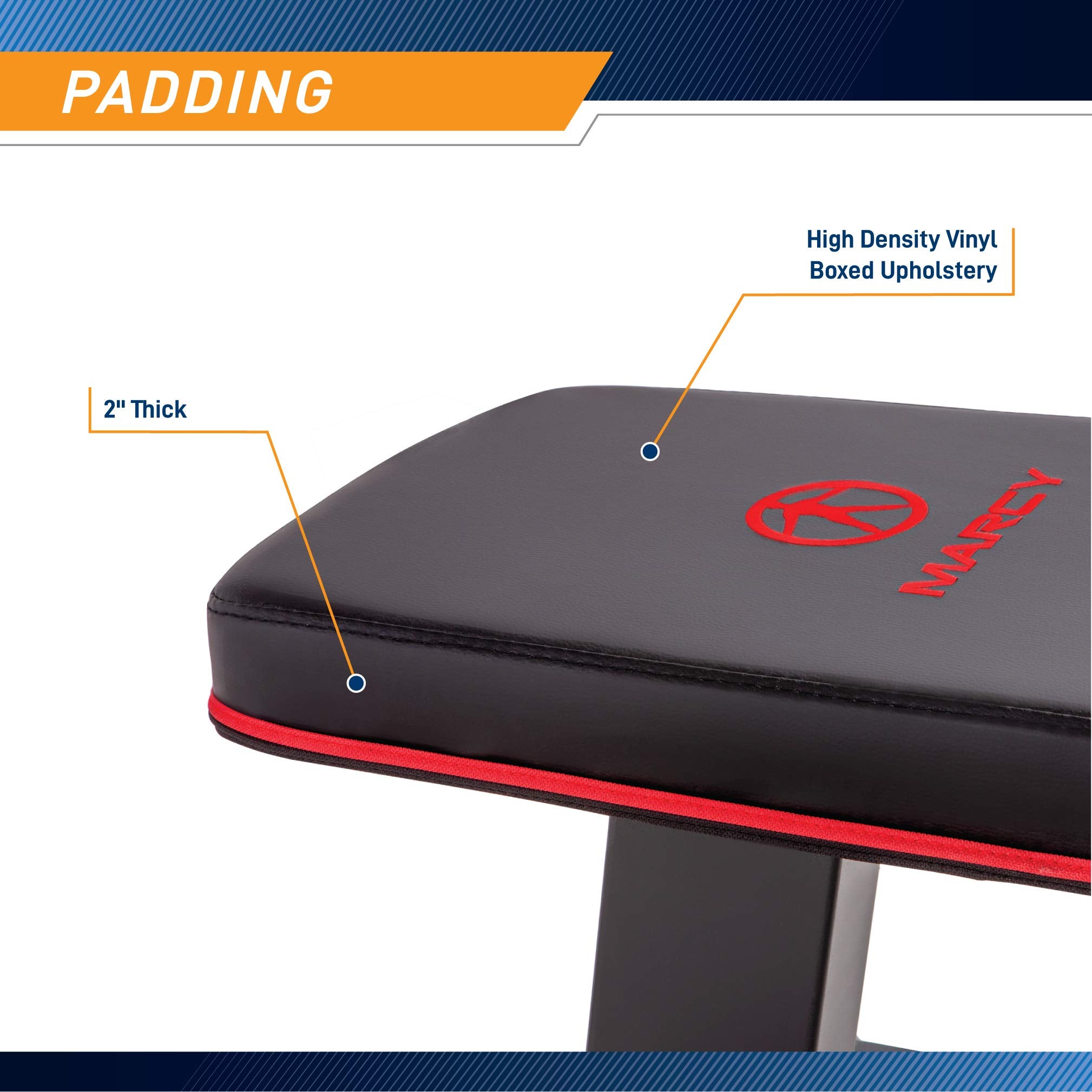 Marcy Deluxe Versatile Flat Bench Workout Utility Bench With Steel Frame Sb-10510, Black, 19.00 X 17.00 X 44.00 Inches