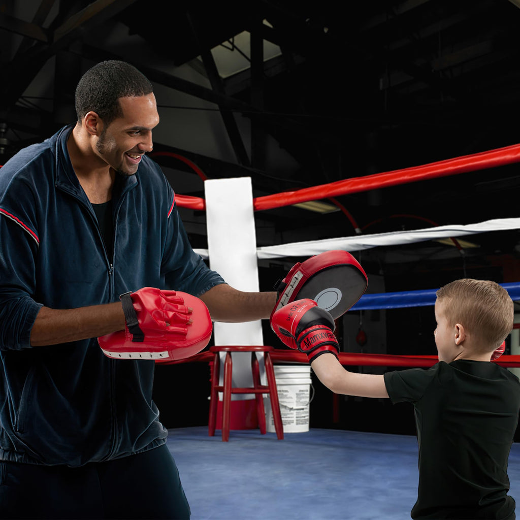 Mamxwaga 3-In-1 Boxing Gloves And Punching Mitts Set For Kids, Sports Boxing Gloves Boxing Pads With Hand Wraps, Kids Boxing Equ