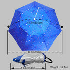 New-Vi Fishing Umbrella Hat Folding Sun Rain Cap Adjustable Multifunction Outdoor Headwear (Blue (Upgraded))