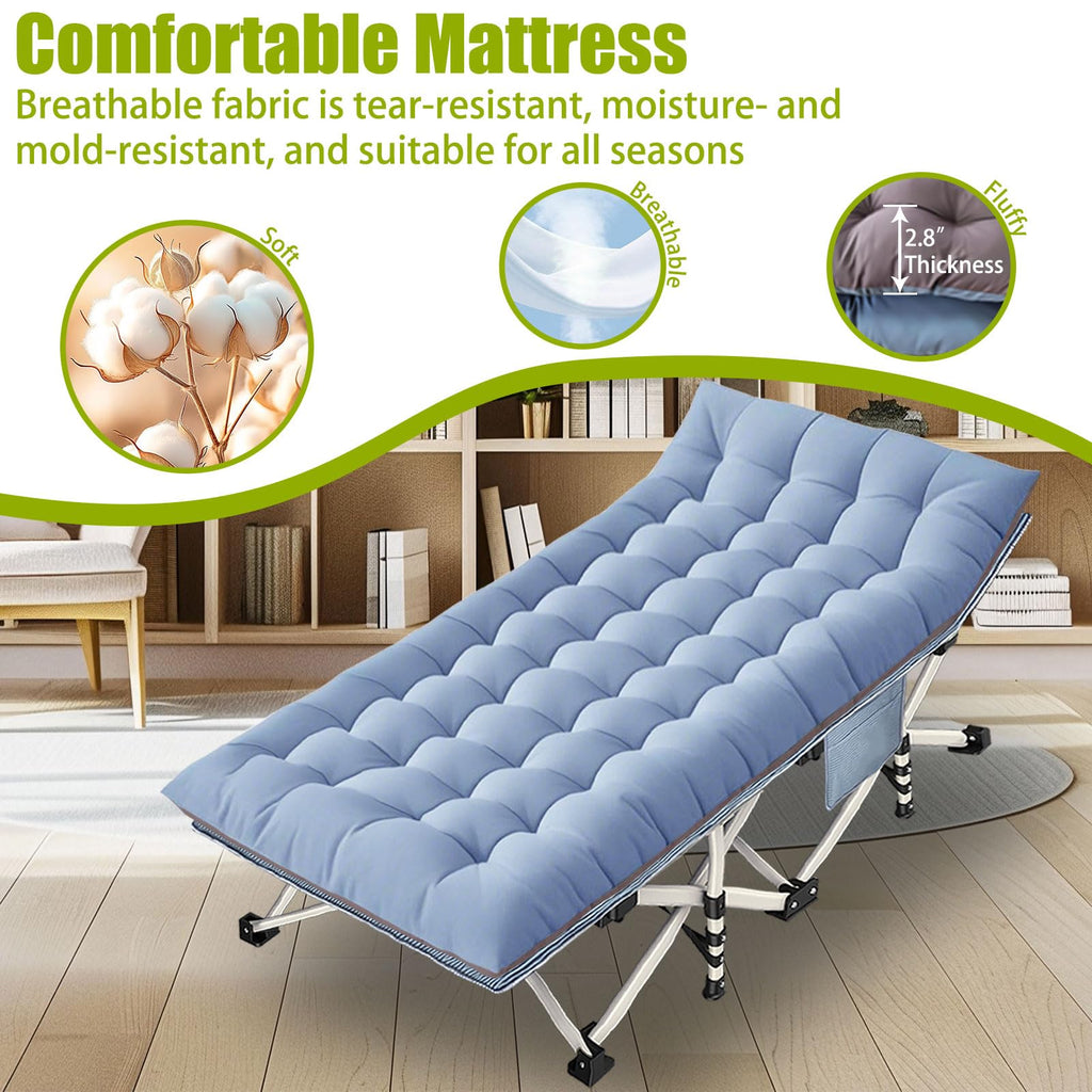 Oversize Camping Cot 2 Pack Extra Large Camping Bed For Adults Cot For Sleeping With Mattress Heavy Duty Portable Folding Cot Wi