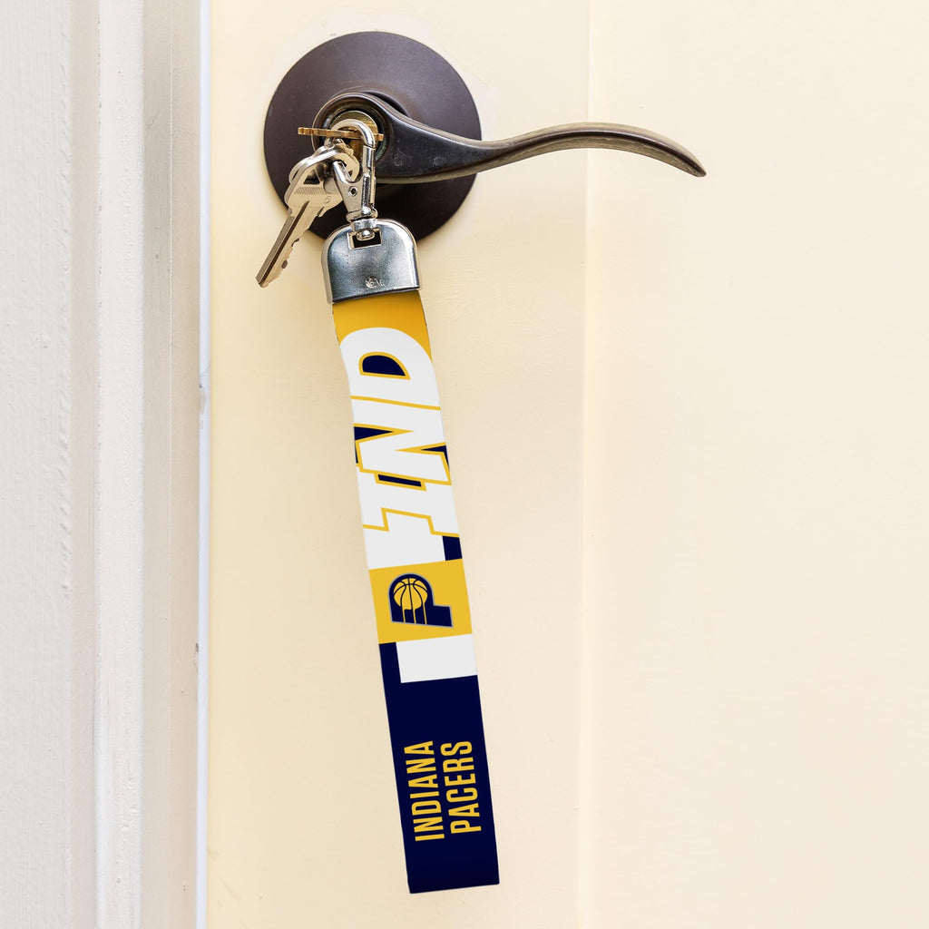 Rico Industries Nba Basketball Indiana Pacers Wrist Lanyard Key Chain, Cute Wristlet Strap Keychain Holder For Women Men Car Key