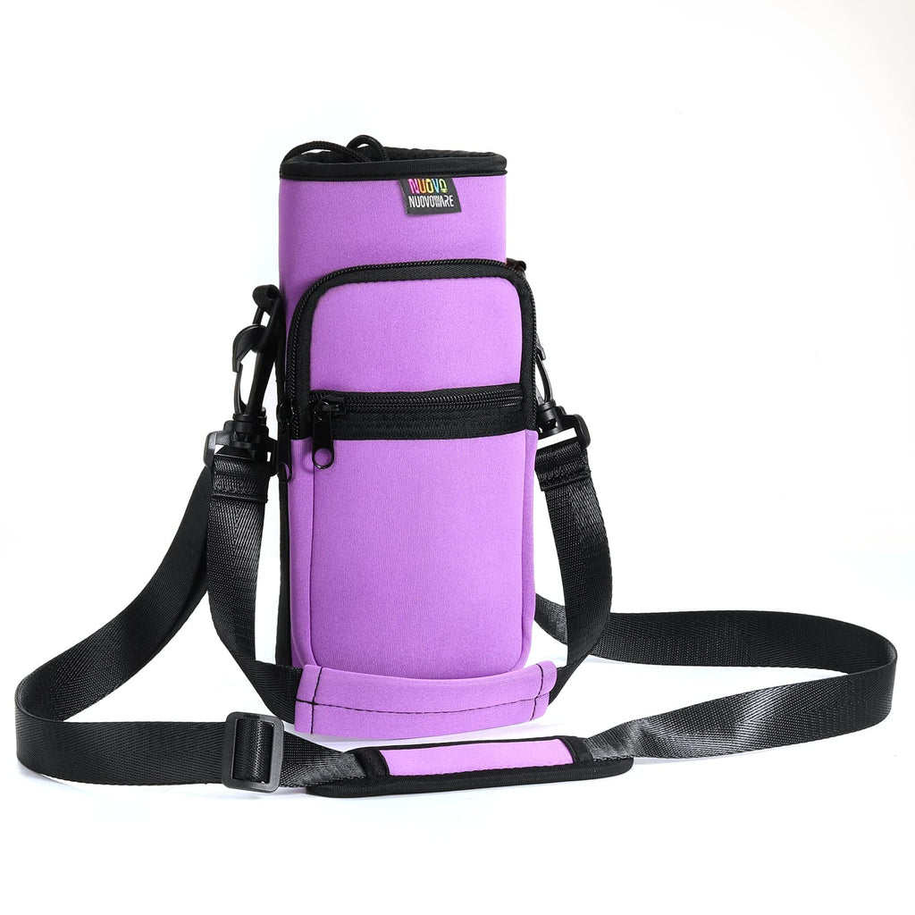 Nuovoware Water Bottle Carrier Bag, Bottle Pouch Holder, Adjustable Shoulder Hand Strap 2 Pocket Sling Neoprene Sleeve Sports Wa