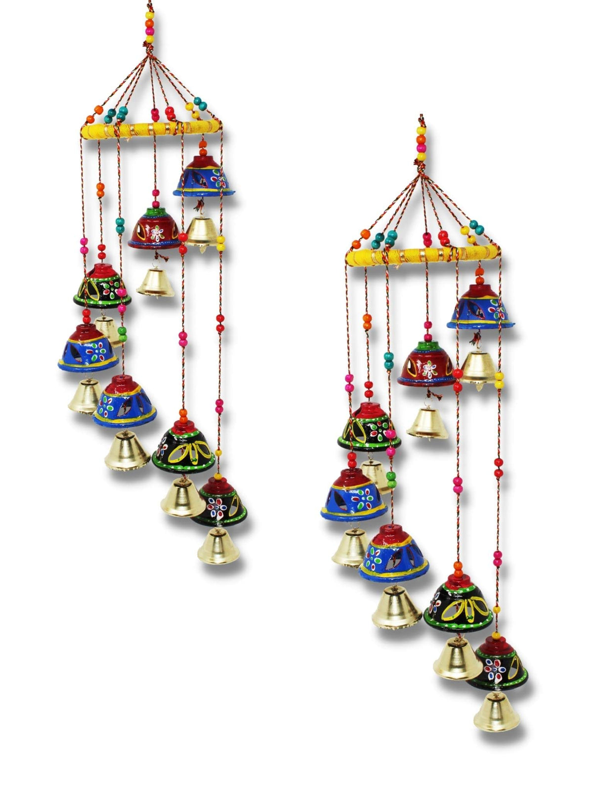 Jh Gallery Plastic Handcrafted Rajasthani Colored Bell Hangings For Home Decoration Design Wall Hanging Decorative Showpiece (Ja
