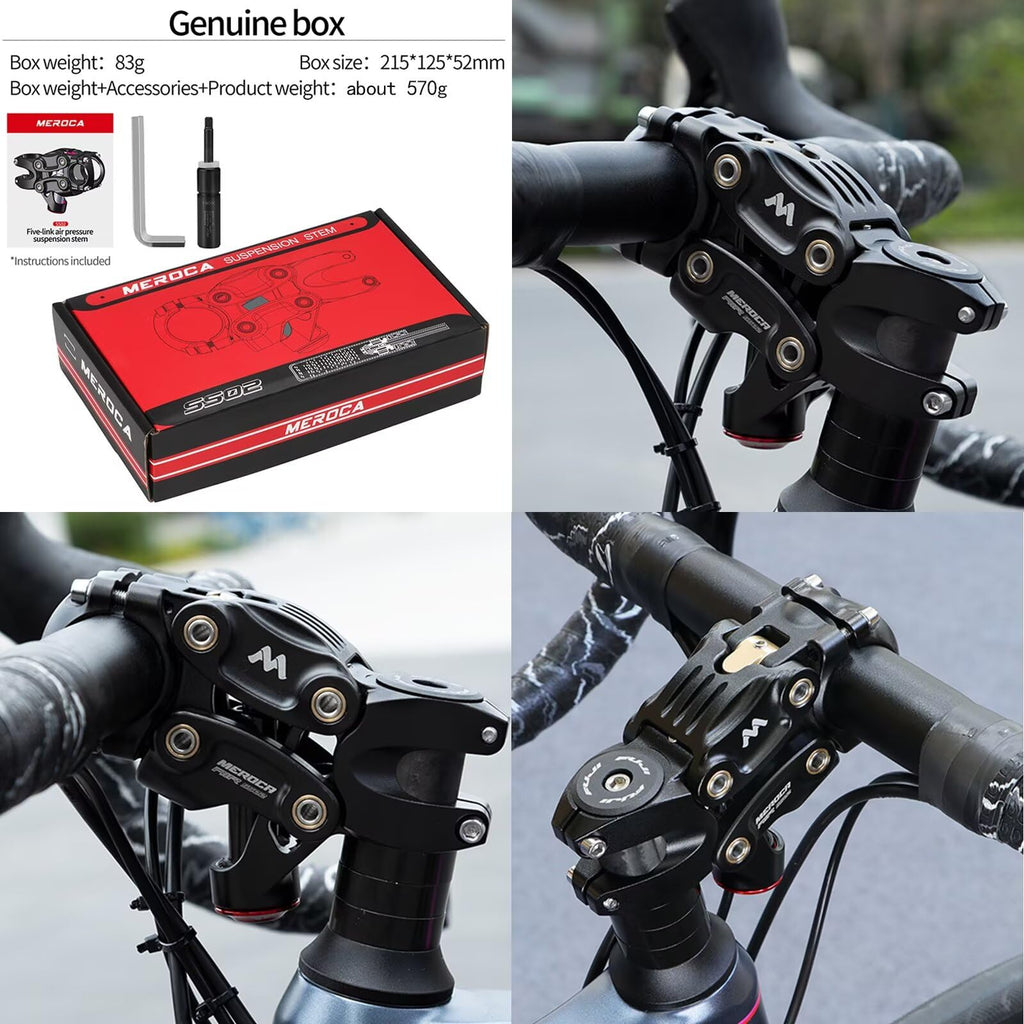 Meroca 5-Linkage Air Suspension Mtb Stem, 20Mm Travel 160/190N, Aluminum Alloy Shock-Absorbing Handlebar Stem For Mountain Bikes