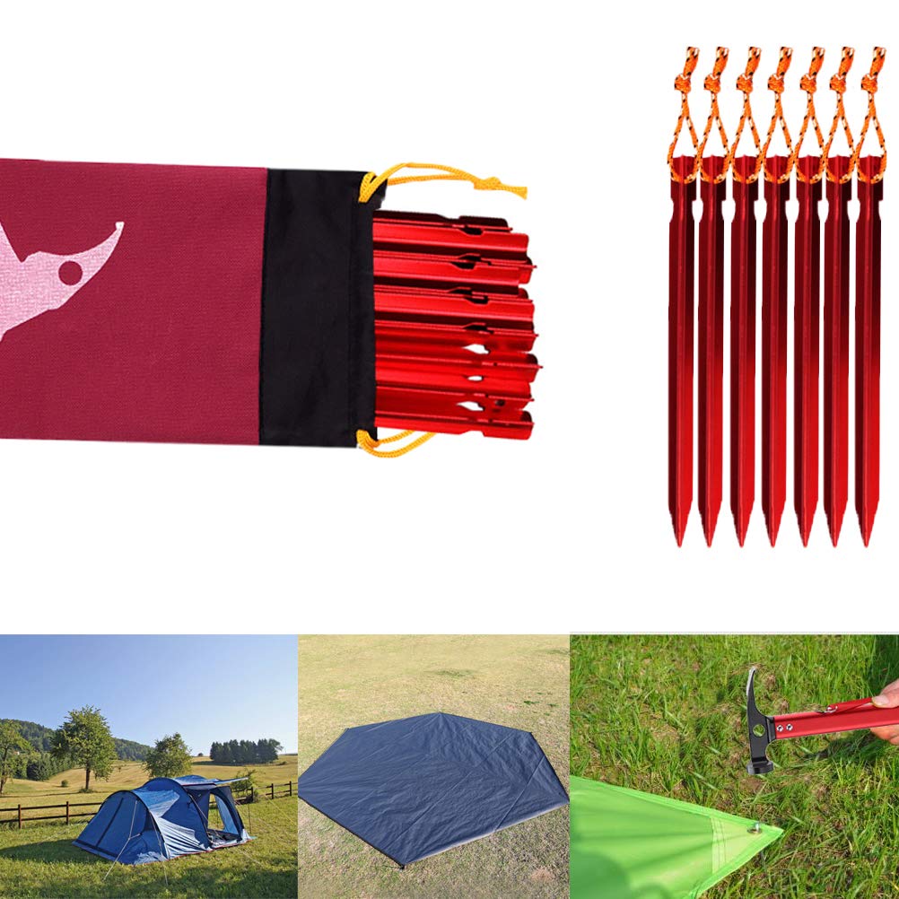 Haploon Camping Accessories Kit, Aluminum Tent Mallet Stake Hammer With Metal Tent Pegs, Nylon Guyline Rope 4X13Ft With Cord Adj