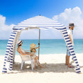 Beach Cabana - 6FT Beach Umbrella with UPF 100+ UV Protection & Sunshade Curtain - Waterproof Tent - Portable Shade, Easy to Set