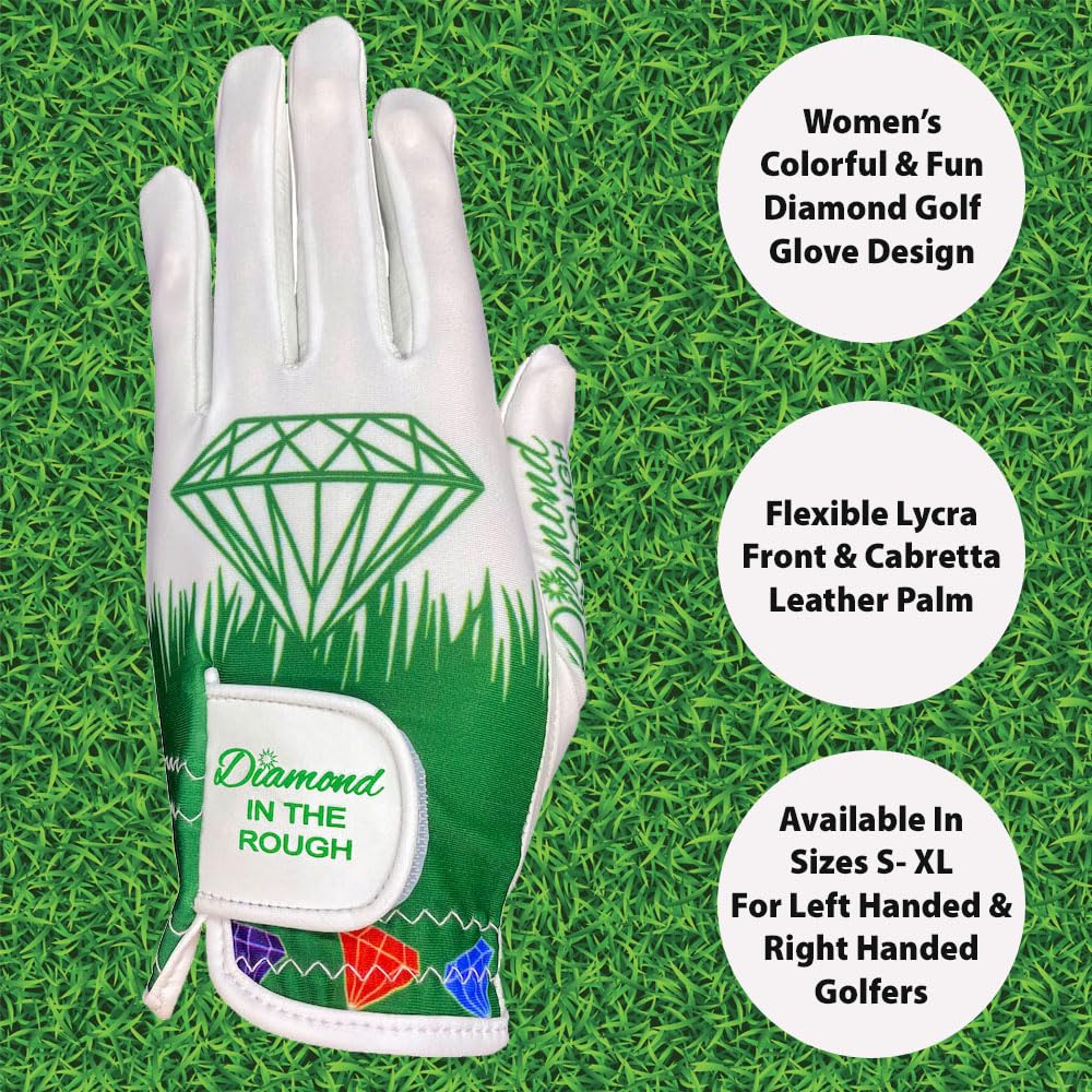 Giggle Golf Women'S Golf Glove (Medium, Worn On Left Hand, Diamond In The Rough (New))