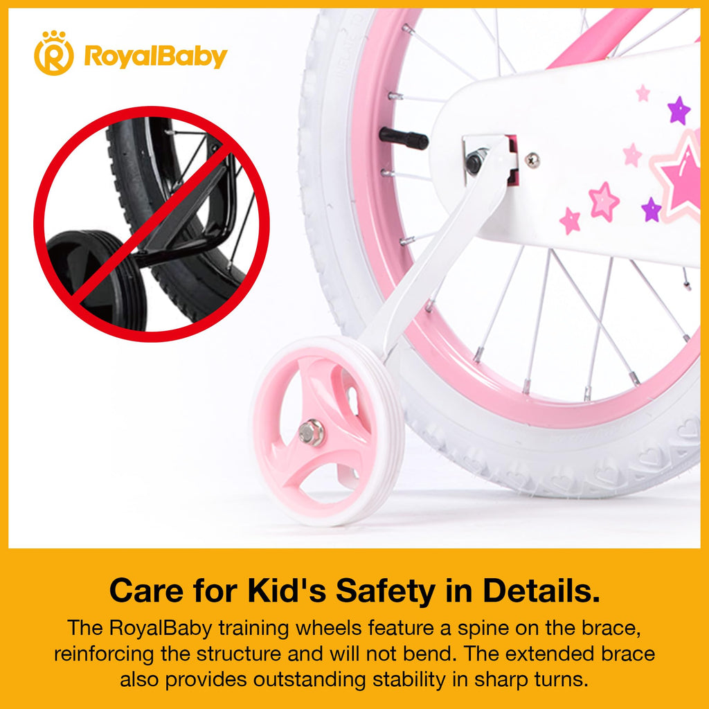 RoyalBaby Stargirl Kids Bike 12 Inch Girls Bicycle for Children with Training Wheels & Basket, Pink