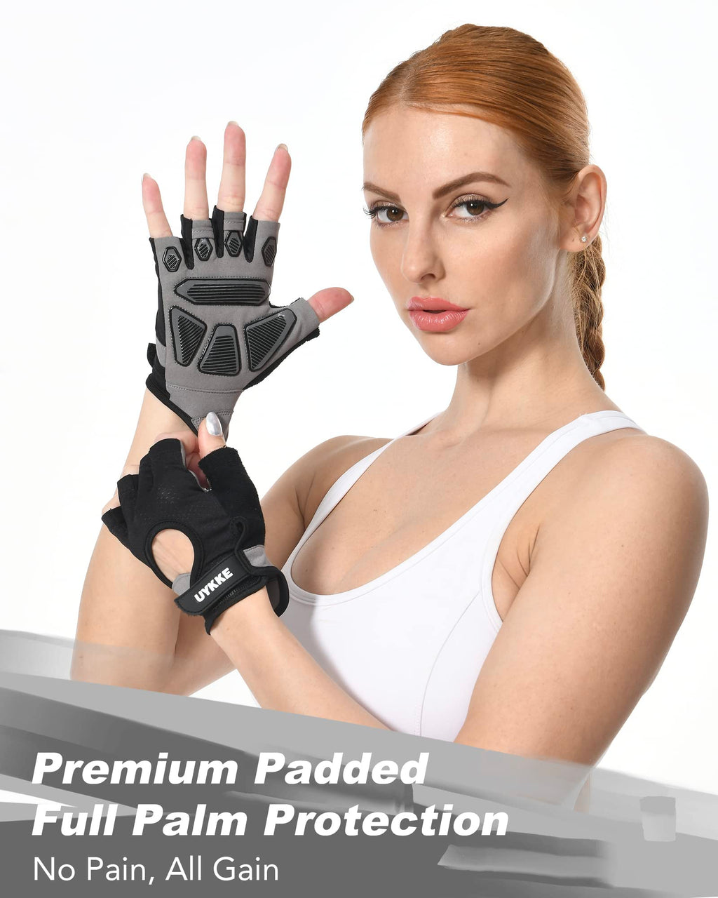 Uykke Workout Gloves For Men And Women, Exercise Gloves For Weight Lifting, Cycling, Gym, Training, Breathable And Snug Fit (Bla