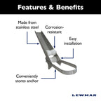 Lewmar Bow Roller For Delta Anchors 14-35 Lbs., Stainless Steel Construction, Derlin Rollers, Easy Installation, Mounting Hardwa