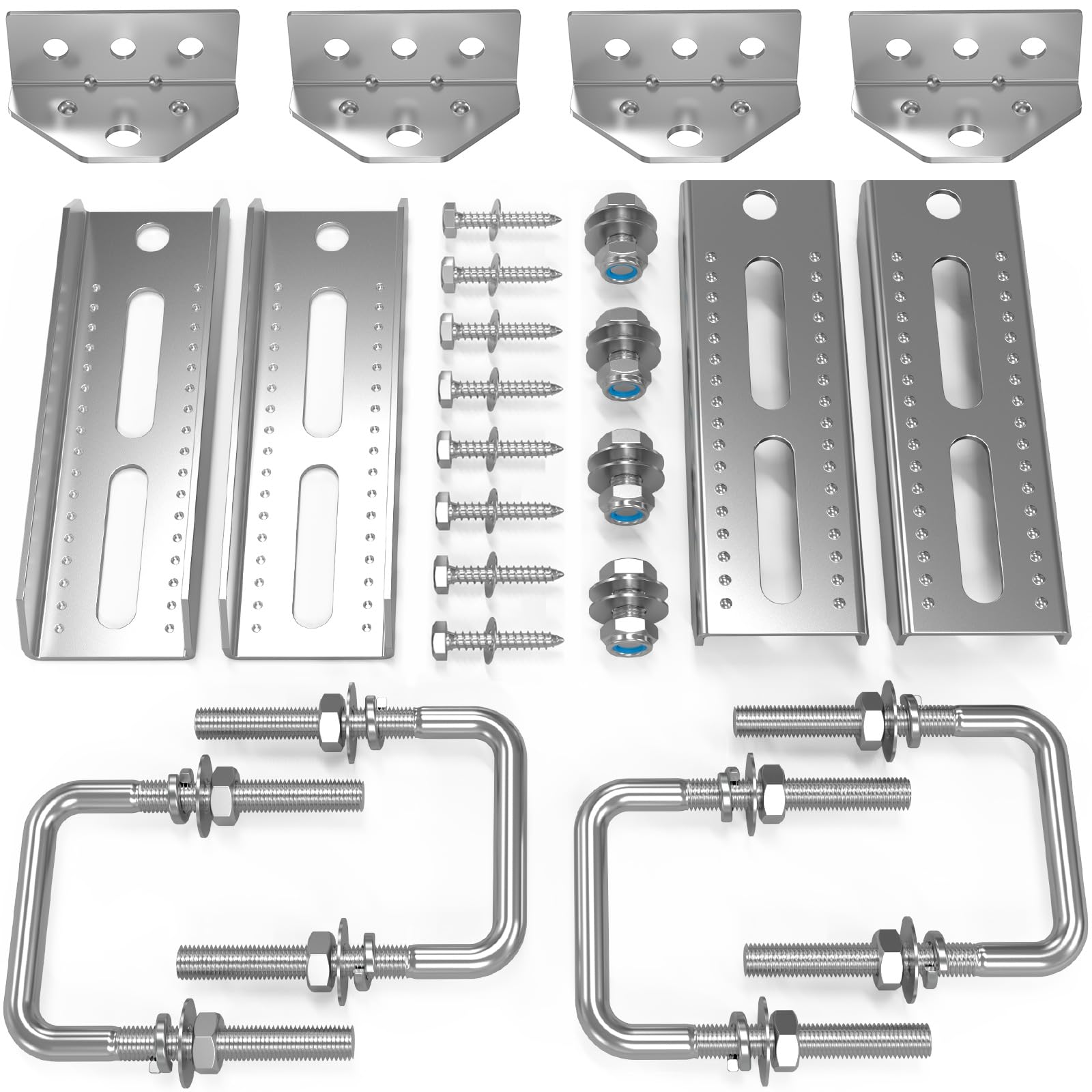 4 PCS 8 Galvanized Swivel Top Bunk Bracket Kit with Hardware for 3x3,2x3,1.5x3 Boat Trailer Crossmember, Boat Trailer Bunk Brack