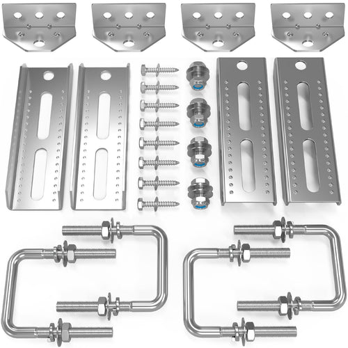 4 PCS 8 Galvanized Swivel Top Bunk Bracket Kit with Hardware for 3x3,2x3,1.5x3 Boat Trailer Crossmember, Boat Trailer Bunk Brack