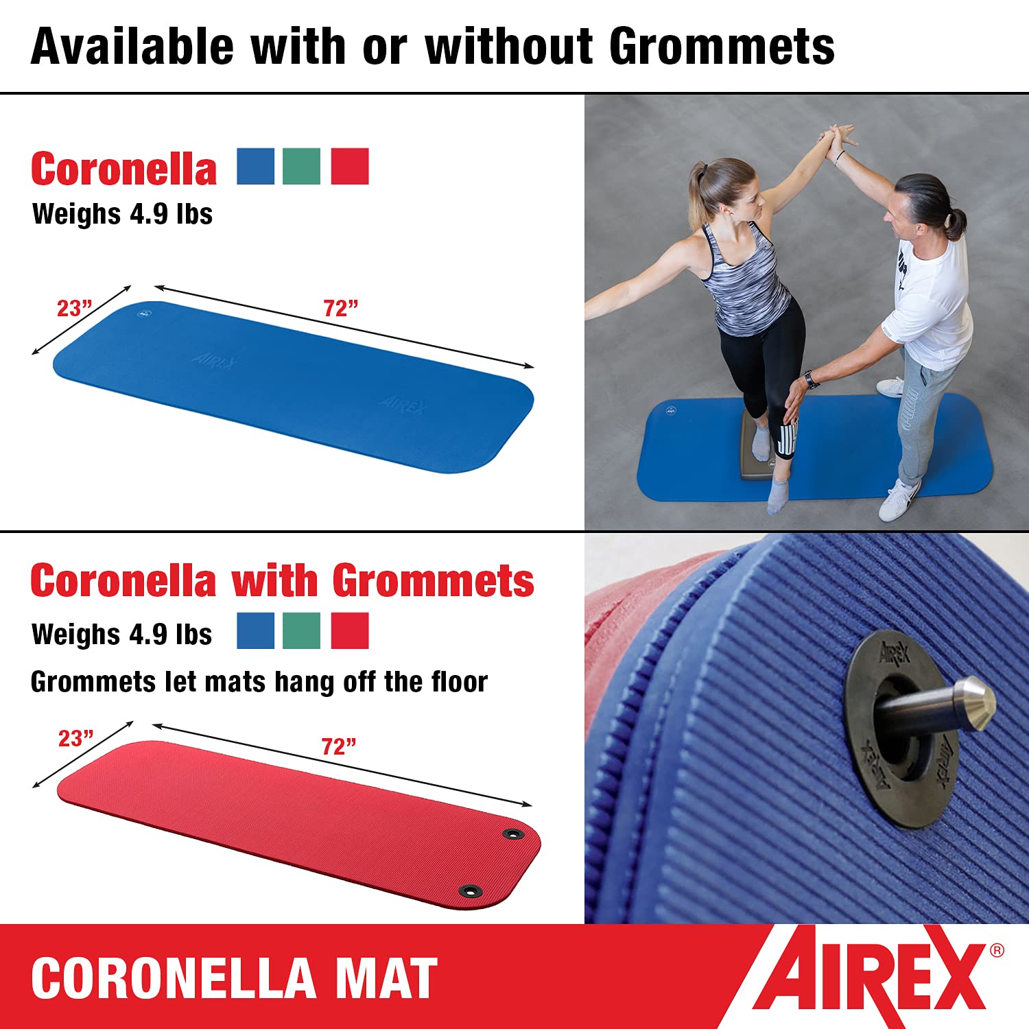 Airex Official Coronella Exercise Mat - Home Workout For Rehabilitation, Strength Training, Aerobics, Water Fitness, Workouts, F