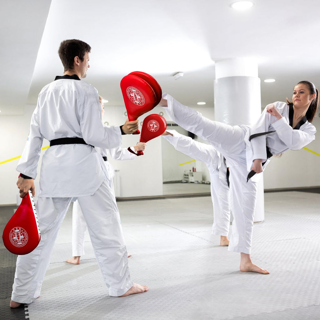 Nicunom 2 Pack Taekwondo Kick Pads, Durable Striking Pad Target Tkd Karate Martial Arts Strike Targets Kickboxing Training, Red