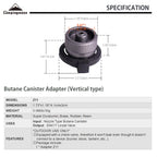 Campingmoon Camping Grill Gas Stove Adapter(Vertical Type), Input: Butane Canister, Output: En417 Lindal Valve Z11