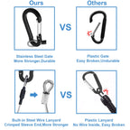 Lix&Rix Rotatable Stretchy Coil Lanyards For Fishing Equipmemt Kayak Paddle Tether Tools Leash,Black 3Pcs.