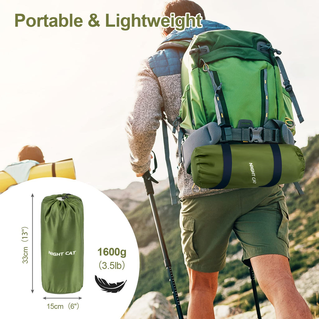 Night Cat Inflatable Double Sleeping Pad Mat Bed With Foot Pump And Double Pillow For Camping Backpacking Hiking Ultra-Light Com