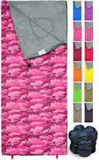 Revalcamp Lightweight Pink-Camo Sleeping Bag Indoor & Outdoor Use. Great For Kids, Youth & Adults. Ultralight And Compact Bags A