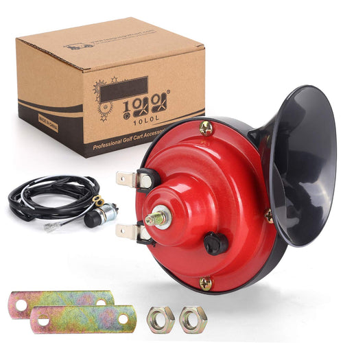 10L0L Universal 12 Volt Golf Cart Horn Kit For Ezgo, Club Car, Yamaha - Floor Mount Button Switch, Golf Cart Street Legal Horn K