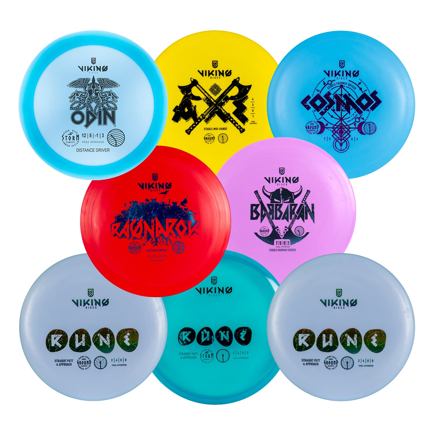 Viking Discs 8-Disc Starter Set For Disc Golf Beginner To Intermediate Players