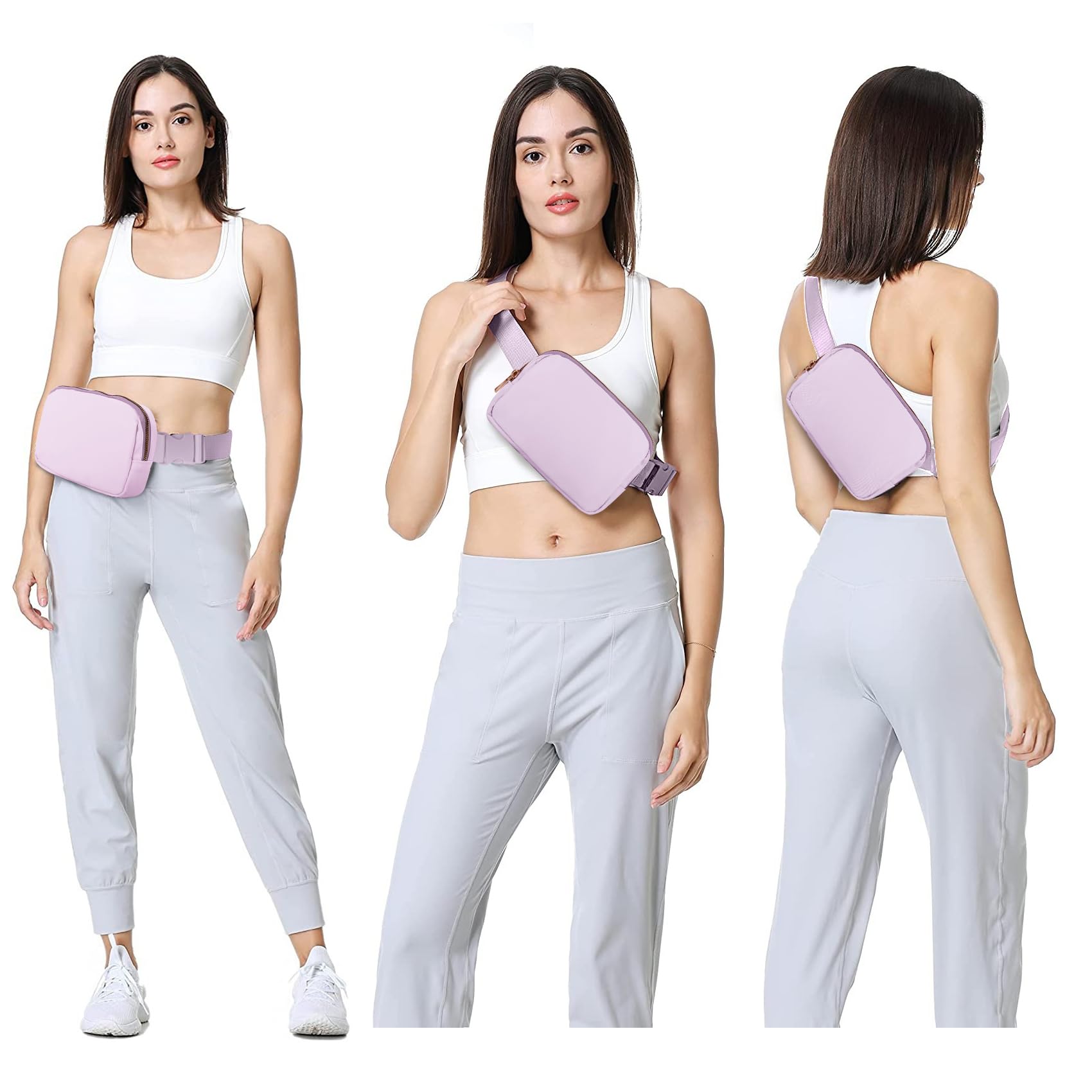 Vorolo Waist Pack For Running Fanny Pack For Women And Men Crossbody Belt Bag Bum Bag With Adjustable Strap For Sports Light Pur